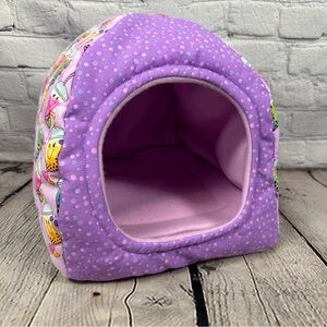 Guinea Pig Handmade Hut Bed Removable Pad Boba Tea Print Bearded Dragon Purple